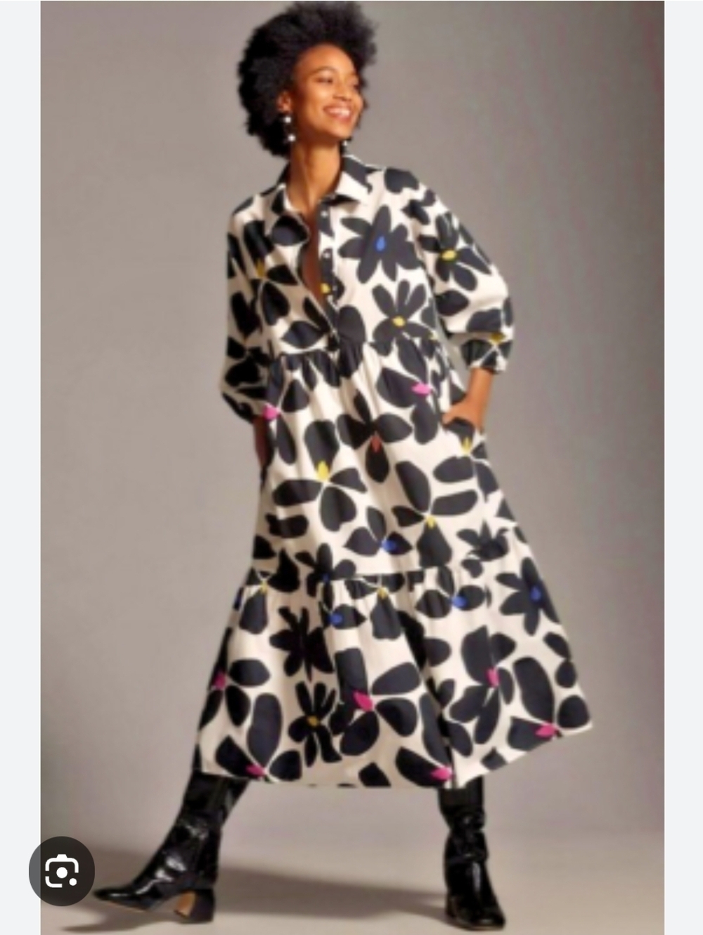 Maeve The Bettina Tiered Shirt Midi Dress Size XS